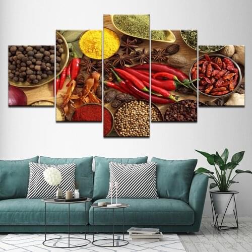 Canvas Painting Various seasonings for kitchen 5 Pieces Wall Art Painting Modular Wallpapers Poster Print Home Decor