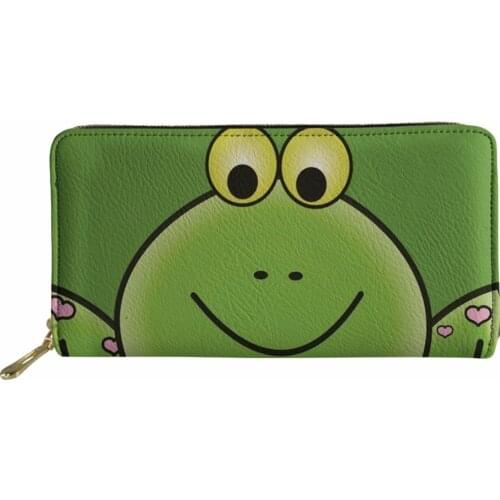 Noisydesigns Cartoon Frog Print Wallets Women Long Phone Cash Zipper Purse Ladies Cute Coin Pocket for Females Cluth Money Bag