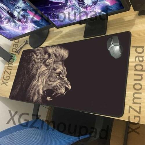 XGZ Animal Lion Custom Large Mouse Pad Black Lock Edge Office Computer Keyboard Table Mat Rubber Non-slip 900x400/900x300 Xxl