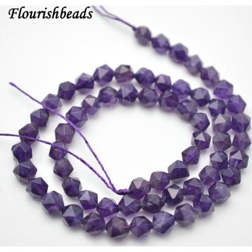 6mm~12mm Big Diamond Cutting Faceted Natural Amethyst Stone Round Loose Beads