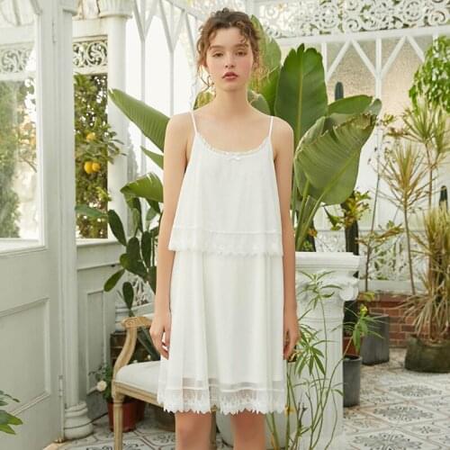 Sweet Sleeveless Womens Nightgowns Summer Soft Modal Pink /White Solid Vintage Princess Loose Thin Comfortable Short Sleepwear