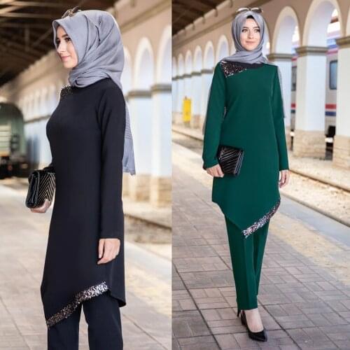 Muslim New Womens Suit Dress Hui Nationality Banquet Dress Arab Dress Middle East Dress Dress Elastic Pants Two-Piece Suit
