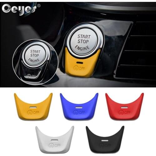 Ceyes Car Styling Stickers Engine Start Stop Off Button Covers Ring Case For BMW X3 X4 X5 X6 5 6 7 Series Decoration Accessories