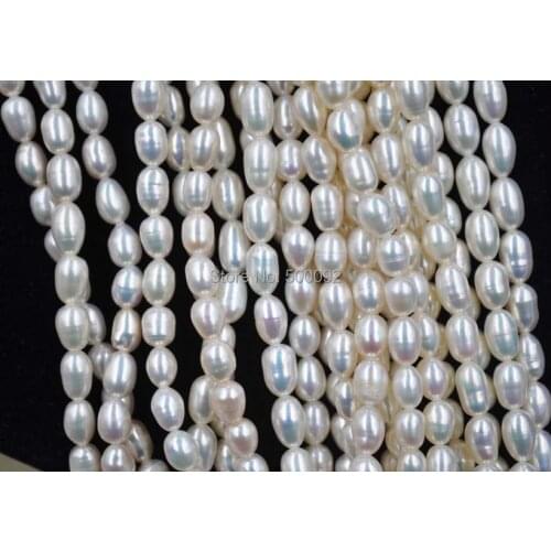 Wholesale 10 strands 5-5.5mm rice freshwater cultured pearl lots #Q20543