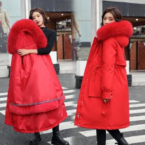 TYJTJY -30 Degrees Snow Wear Long Parkas Winter Jacket Women Fur Hooded Clothing Female Fur Lining Thick Winter Coat Women