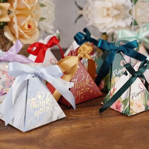 100/200pcs Free Customize Tag Flamingo Candy Cookie Gift Box Wedding Favors Marble Paper Box Chocolate Package Bag Party Decor