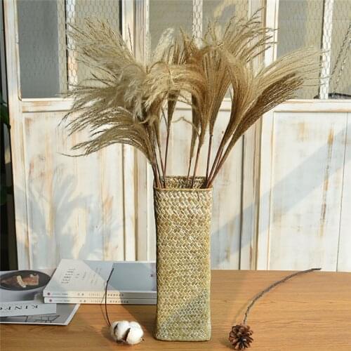 Handwoven Ratten Dried Flower Vases Straw Woven Flower Pot Flower Arrangement Bottle Artificial Plant Container Garden Basket