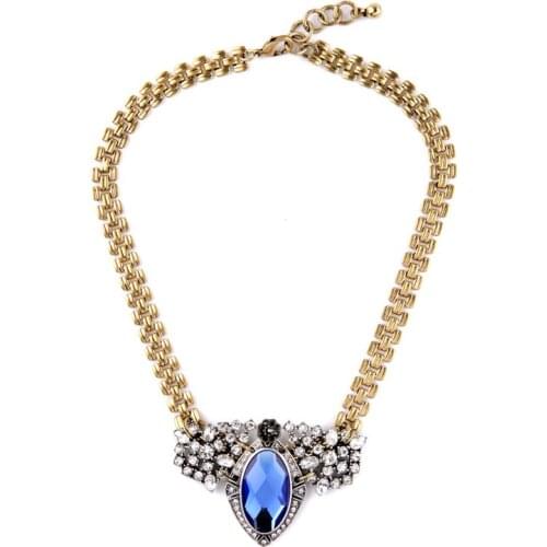 PROM Chic Big Blue Gem Necklace Pendant High Quality Girl for Yong Mother Flash Deals