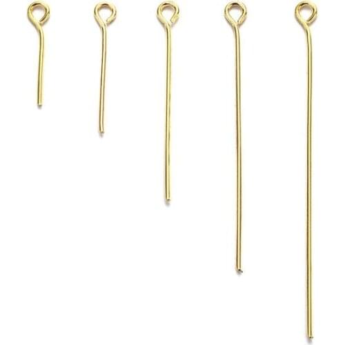 200pcs Gold Silver Flat Head Pins DIY Jewelry Findings Making Accessories Stainless Steel Earring Beading Eye Pin Flat Head Pins