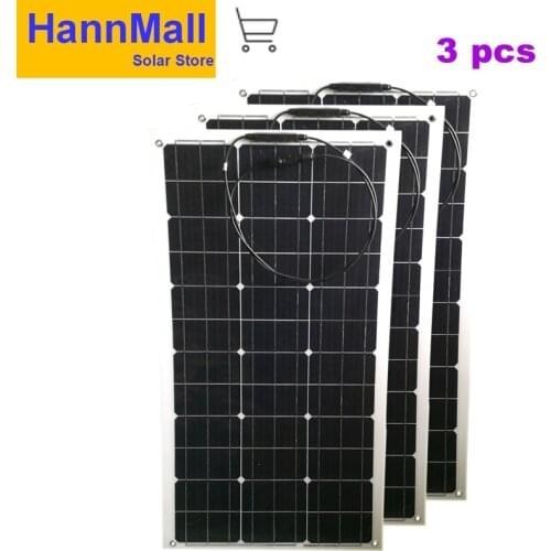 HannMall solar panel 100W 200W 12V volt panel solar flexible monocrsytalline solar cell for car marine solar battery 12v/24v