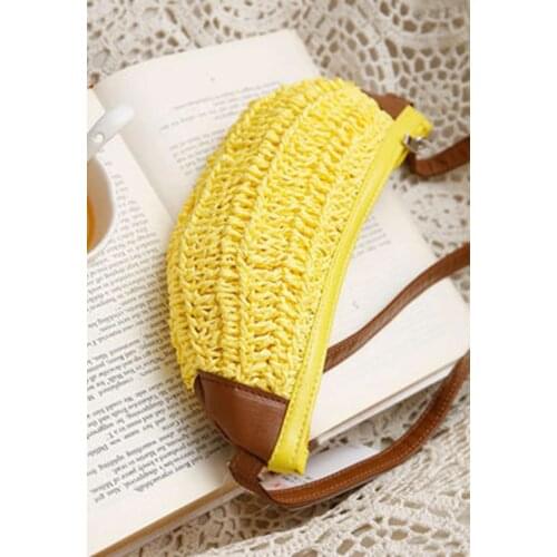 New banana Messenger bag fruit hand woven bag cute Kawaii straw bag national wind fashion retro holiday beach sandbags