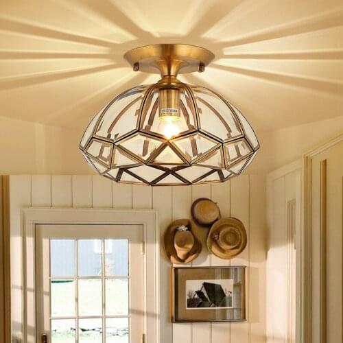 All copper aisle Corridor Lights European Ceiling Light Simple Entrance Balcony Lights Foyer Lights round ceiling lamps 110-265V
