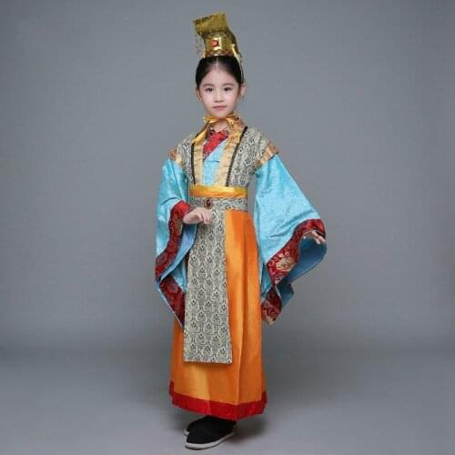 Chinese Traditional Costume for Children Boy Emperor Stage Clothing Kids Girls Tang Dynasty Clothing Hanfu Cosplay Clothes 89