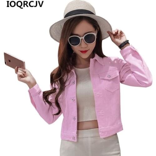 Denim Jacket Women Short Jeans Overcoat Ladies Jackets Tops Turn Down Collar Slim White Black Jeans Top Women High Quality R300