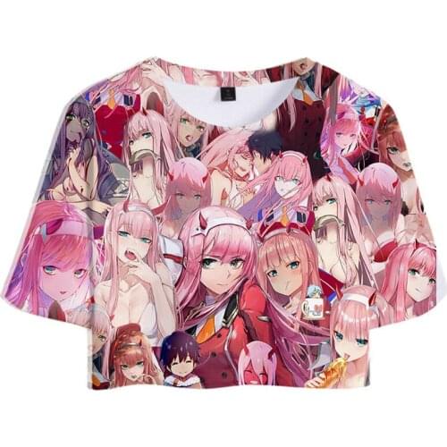 DARLING in the FRANXX t shirt women Crop top Girl t-shirt women Sexy clothes hip hop Casual tshirt tops Plus Size
