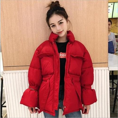 Autumn Winter Jacket Women Parka 2019 Trumpet sleeve bread Coat Loose Stand Collar Jacket Women Warm Casual Overcoat Z125
