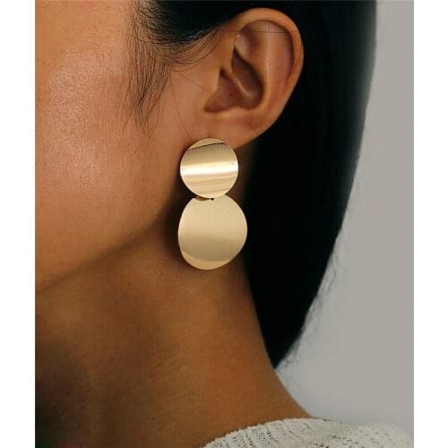Yobest Unique Metal Drop Earrings Trendy Gold Color Round Statement Earrings for Women New Arrival wing Fashion Jewelry