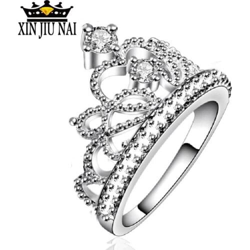 2019 Fashion Zircon Crown Engagement Ring Ladies Party Fashion Luxury Crown Ring and Zircon Crystal Ring Jewelry Accessories