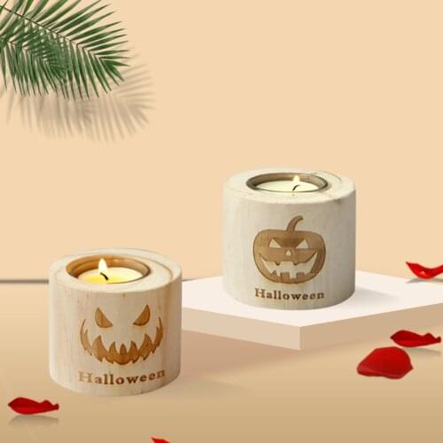 1 Pc Home Wooden Candle Stand Christmas Craft Candlestick Halloween Candle Holder Home Decoration Bar Yoga Studio Ornament Gift