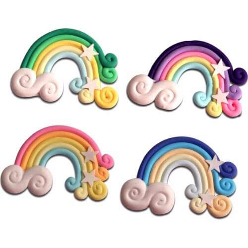 12Pcs Rainbow Bridge Clay Decoration Crafts Kawaii Cute Flatback Cabochon Embellishments For Scrapbooking DIY Accessories