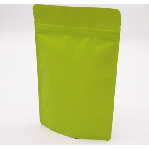 120Pcs/Lot 18*29cm Doypack Zipper Matte Green Heat Seal Pure Aluminum Foil Pack Bag Snack Storage Mylar Stand Up Zip Lock Bags