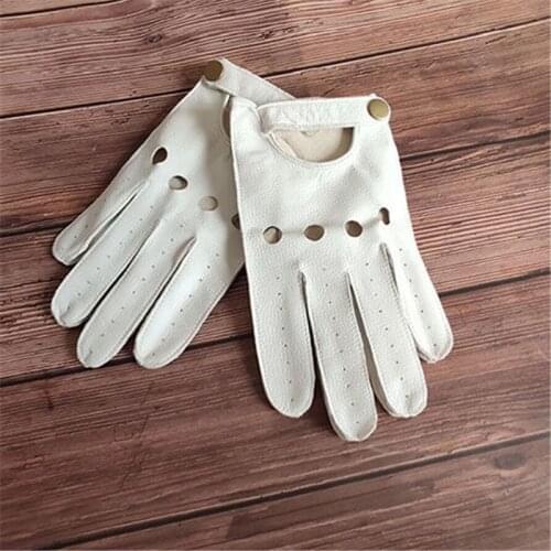 2021 Latest Sheepskin Gloves Man Touchscreen Driving Male Real Leather Locomotive Gloves Anti-Slip Summer Breathable