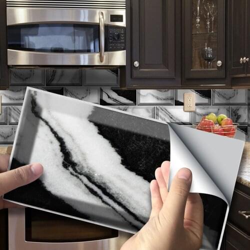 27Pcs/pack Marble Stone Brick Wall Sticker Self-adhesive PVC Tiles Bathroom Waterproof Stickers Kitchen Home Decoration