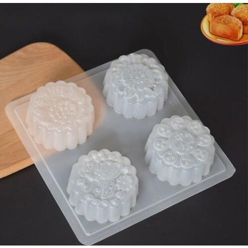 4 Cavity Plastic Fondant Cake Mooncake Mold Chocolate Muffin Cupcake Mould Tool