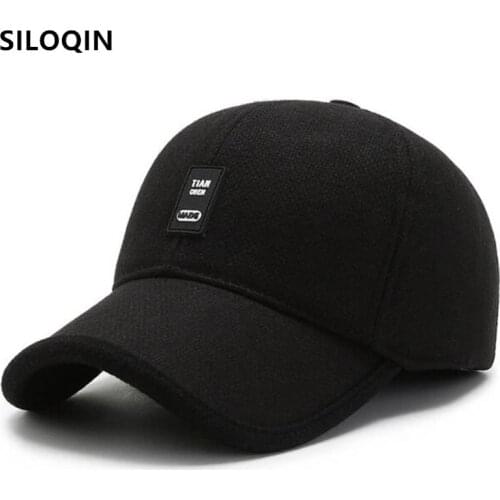 SILOQIN Mens Warm Baseball Caps New Winter Thermal Cold-proof Sports Cap Snapback Cap Adjustable Size Earmuffs Hats For Men