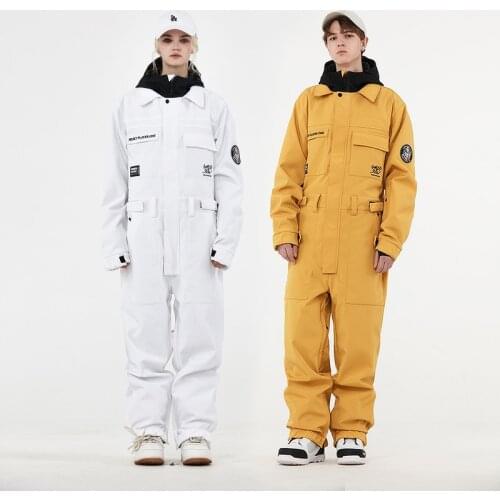 One Piece Ski Suit Men Women Ski Jumpsuit Winter Outdoor Windproof Waterproof Ski Pants+Jacket Skiing Snowboarding Suit Overalls