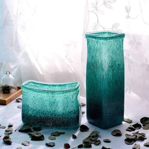 Colored Glass Vase for wedding decoration home decor green Tabletop vases for flowers Styling of mermaid terrarium Clear