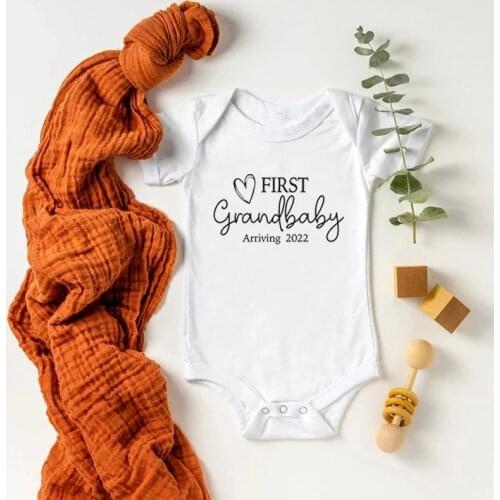 First Grandbaby Arriving 2022 Baby Announcement Bodysuit Onesies Pregnancy Announcement for Grandparents Baby Boy Girls Rompers