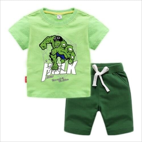 Disney Marvel Avengers Hulk Baby Boy Clothes Sets Cotton Girl Tees Tops Pants 2Pcs Children Outfits Kids Sport Suits Clothes