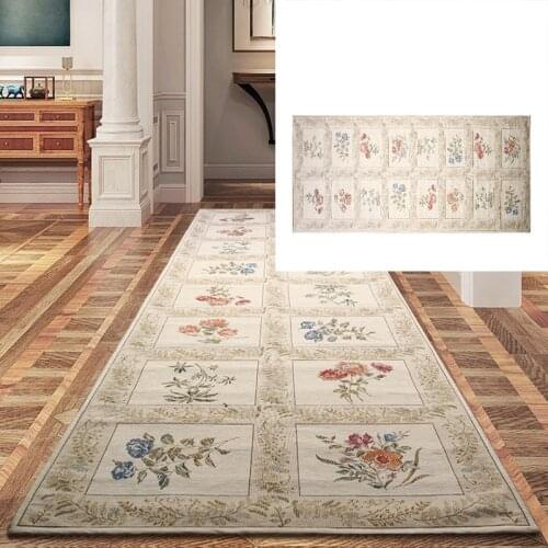 European Pastoral Hallway Carpets Modern Jacquard Stair Carpet Hotel Aisle Corridor Long Rugs Party Flower Carpets Bedroom