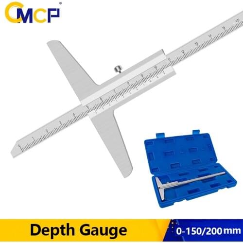 CMCP Depth Gauge 0-150/200mm 0.02mm Vernier Caliper Stainless Steel Micrometer Metric Gauge Measuring Tools Caliper