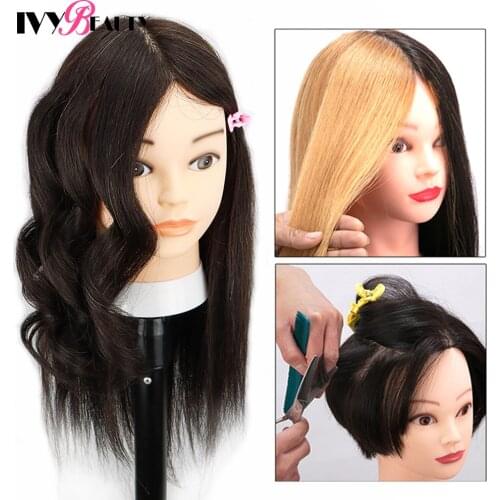 Mannequin Head With 100% Human Hair, Real Hair Cosmetology Mannequin Head Hair Styling Hairdressing Practice Training Doll Head
