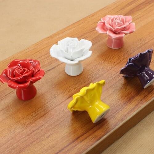 High Quality European Style Rural Ceramic Drawer Cabinet Cupboard Door Knob Furniture Handle