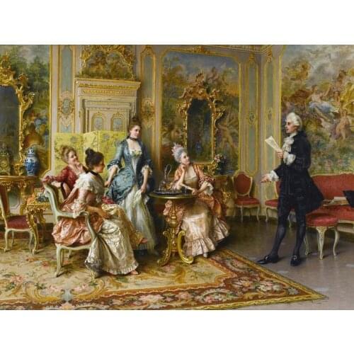 Classical figurative painting canvas portrait art poster picture court painting elegant ladies group picture reproduction