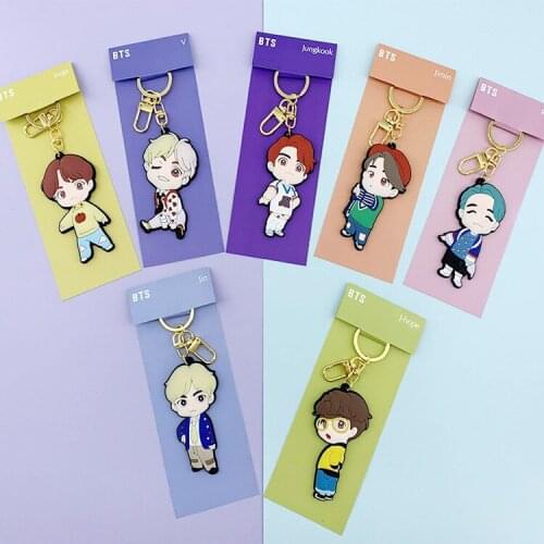 Kpop Bangtan boys Poster Keychain Kawaii pendant Cute cartoon pendant key chain High quality K-pop bangtan boys