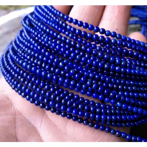 Lapis lazuli round blue loose beads nature beads for making jewelry necklace 14inch FPPJ wholesale