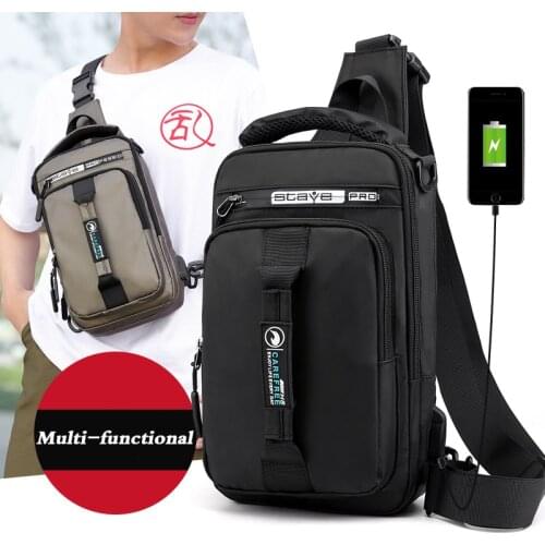 Mens USB Charging Crossbody Bags Male Anti Theft Chest Bag School Short Trip Chest Pack 2020 New Arrivals Nylon Man Travel Bags