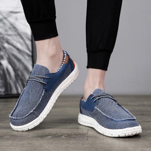 Canvas Shoes Men Summer Non-Leather Casual Boat Shoes Loafers Lightweight Breathable Soft Big Size Flat Walking New Fashion 2021