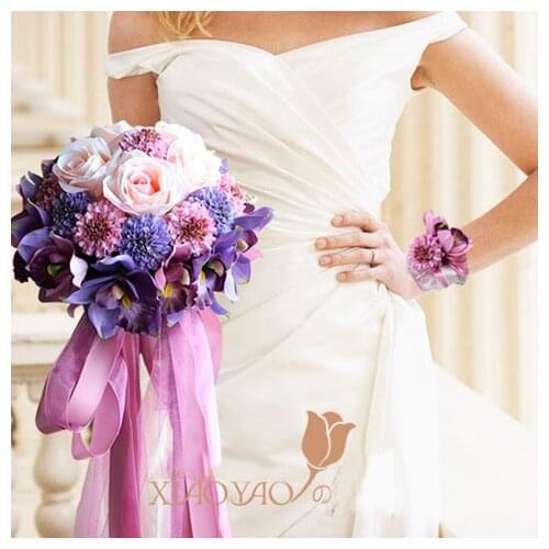 2017 New Vintage Court Style Wedding Bride Artificial Hands Holding Rose Flower Bridal Bouquet for Party Wedding Decoration