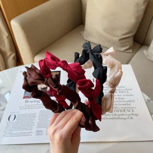 Korean Fashion Satin Bow Sweet Cute Hair Band Solid Color Hair Hoop Headbands Designer Hairband Hair Accessories For Women Girls