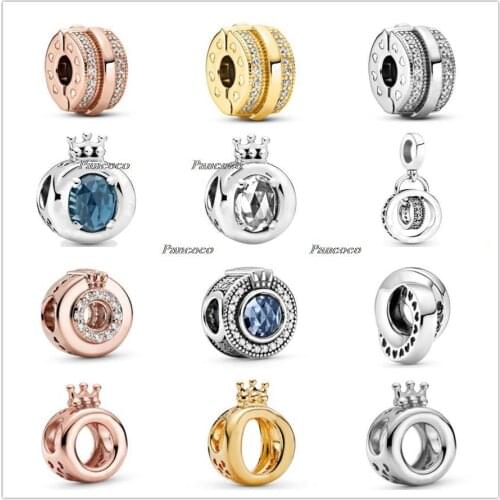 Authentic 925 Sterling Silver Pan Logo Circles Dangle Charm Beads Fit Pandora Bracelet & Necklace Jewelry