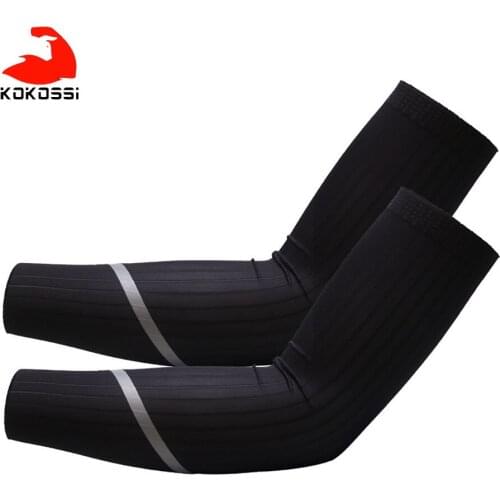 KoKossi Professional Cycling Sleeves High-Brightness Reflective Sweat-absorbing Silicone Non-slip Cuffs Sports Arm Protection