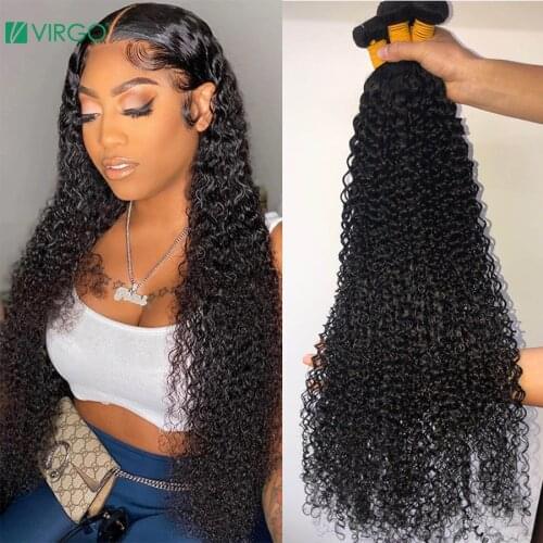 Virgo 30 32 38 40inch Deep Wave Bundles Brazilian Curly Hair Bundles Human Hair Extensions 1 / 3 / 4 pcs Remy Hair Weave Bundles