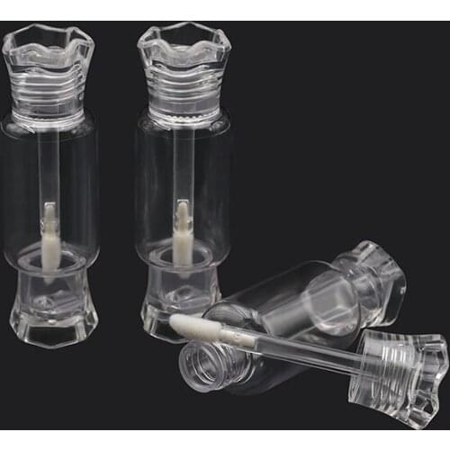 5PCS Empty Clear/Pink Round Lip Gloss Tube,DIY Plastic Portable Cosmetics Refillable Lipstick Lip Glaze Tube