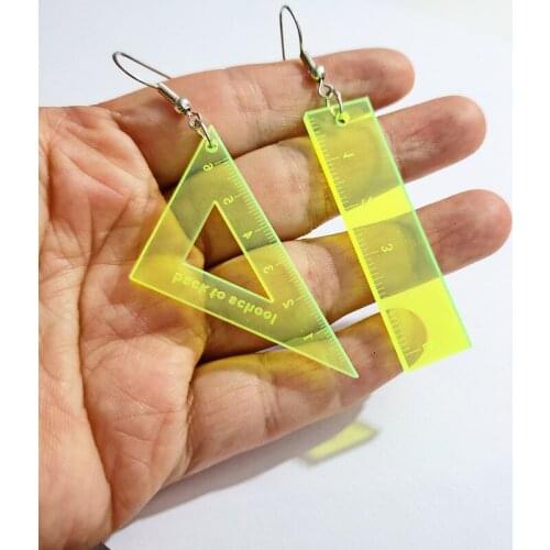 Popular mathematics triangle ruler straightedge series earrings