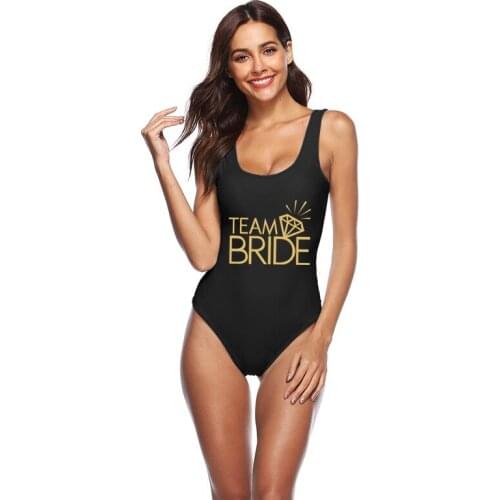 Team Bride Gold Text One Piece Swimsuit Diamond Bride Customized 2021 Sexy Women One Piece Swimsuit Female Bathing Suit Women